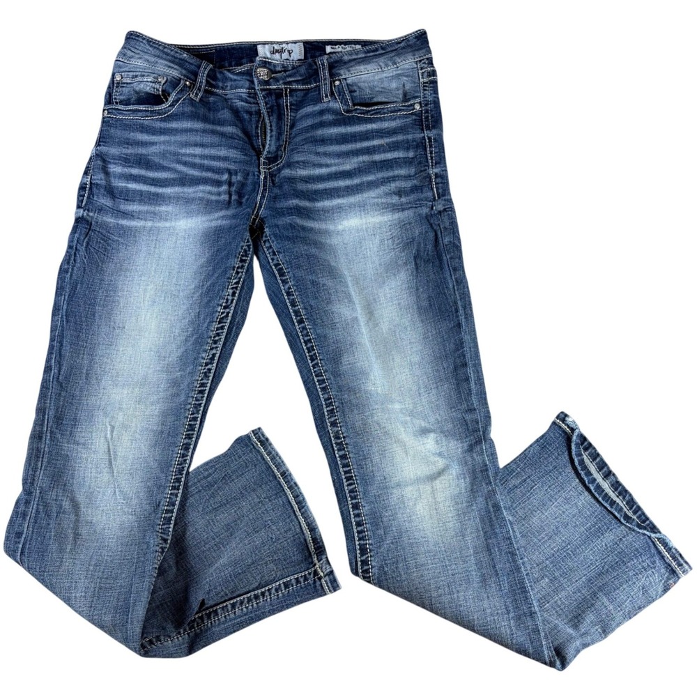 Daytrip Mila Bootcut Jeans Distressed Rhinestone Blue 34x31 Denim Womens